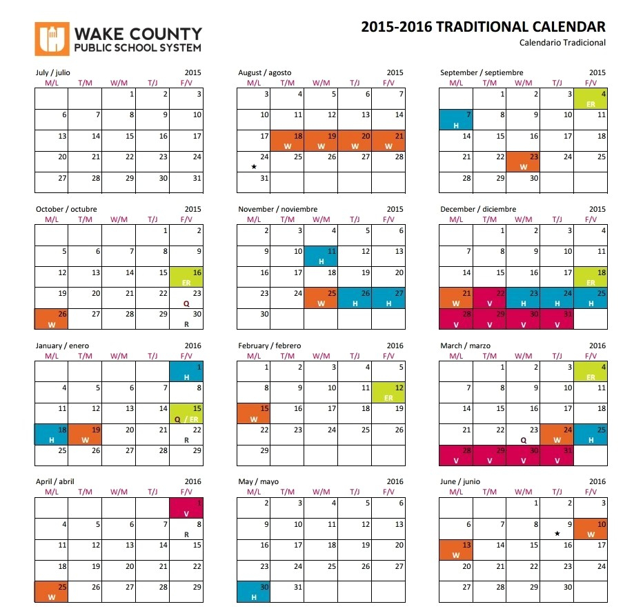 Wake County School Calendar 2020 | Free Printable Calendar regarding Ecsd Year Round Calendar