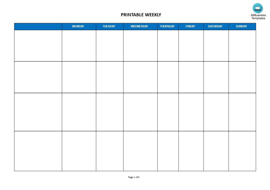 Weekly Calendar Landscape Format | Templates At regarding One Week Calendar Template Word