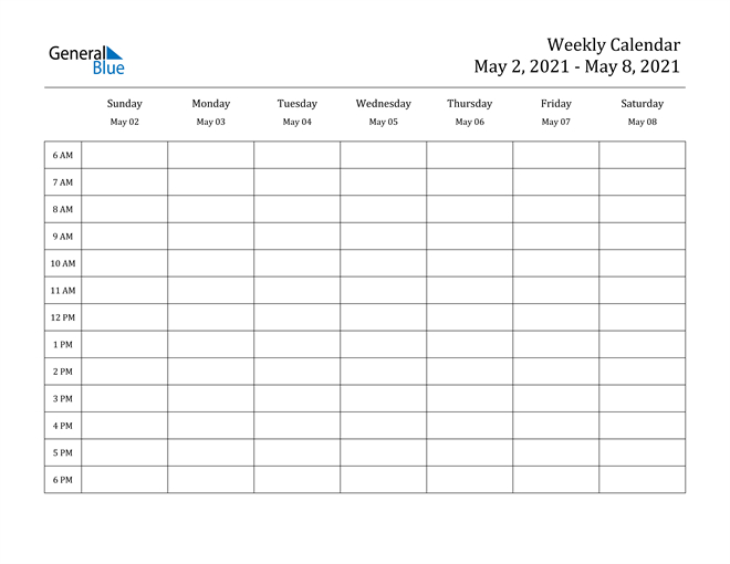 Weekly Calendar  May 2, 2021 To May 8, 2021  (Pdf, Word inside Two Week Calendar Template Word