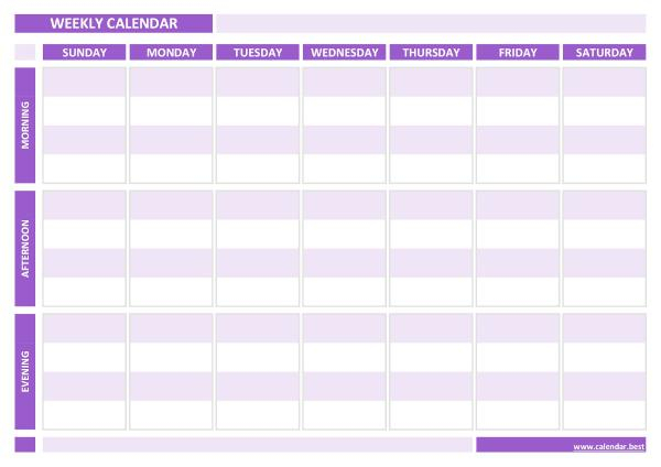 Weekly Calendar, Weekly Schedule Calendar.best throughout 7 Day Week Calendar Printable