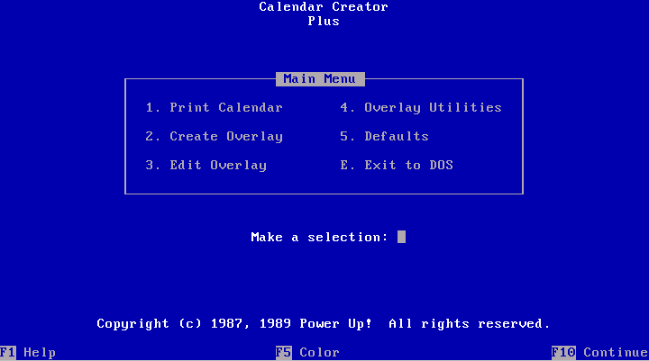 Winworld: Calendar Creator Plus 3.X (Dos) in Win Calendar Creator