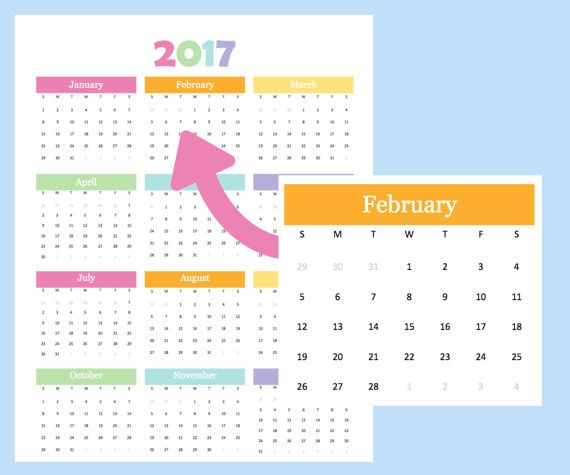 Year At A Glance Calendar For 2017 And 2018. Printable in Year At A Glance Calendar Template