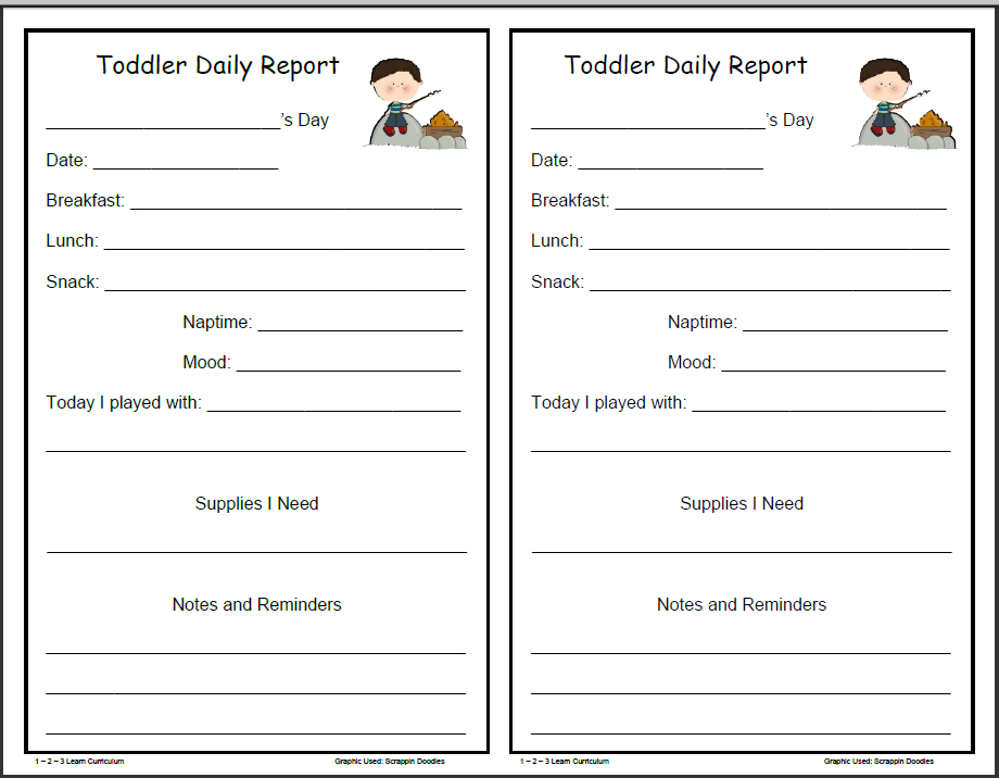 1  2  3 Learn Curriculum: Camping Fun Forms within Daycare Daily Report Sheets