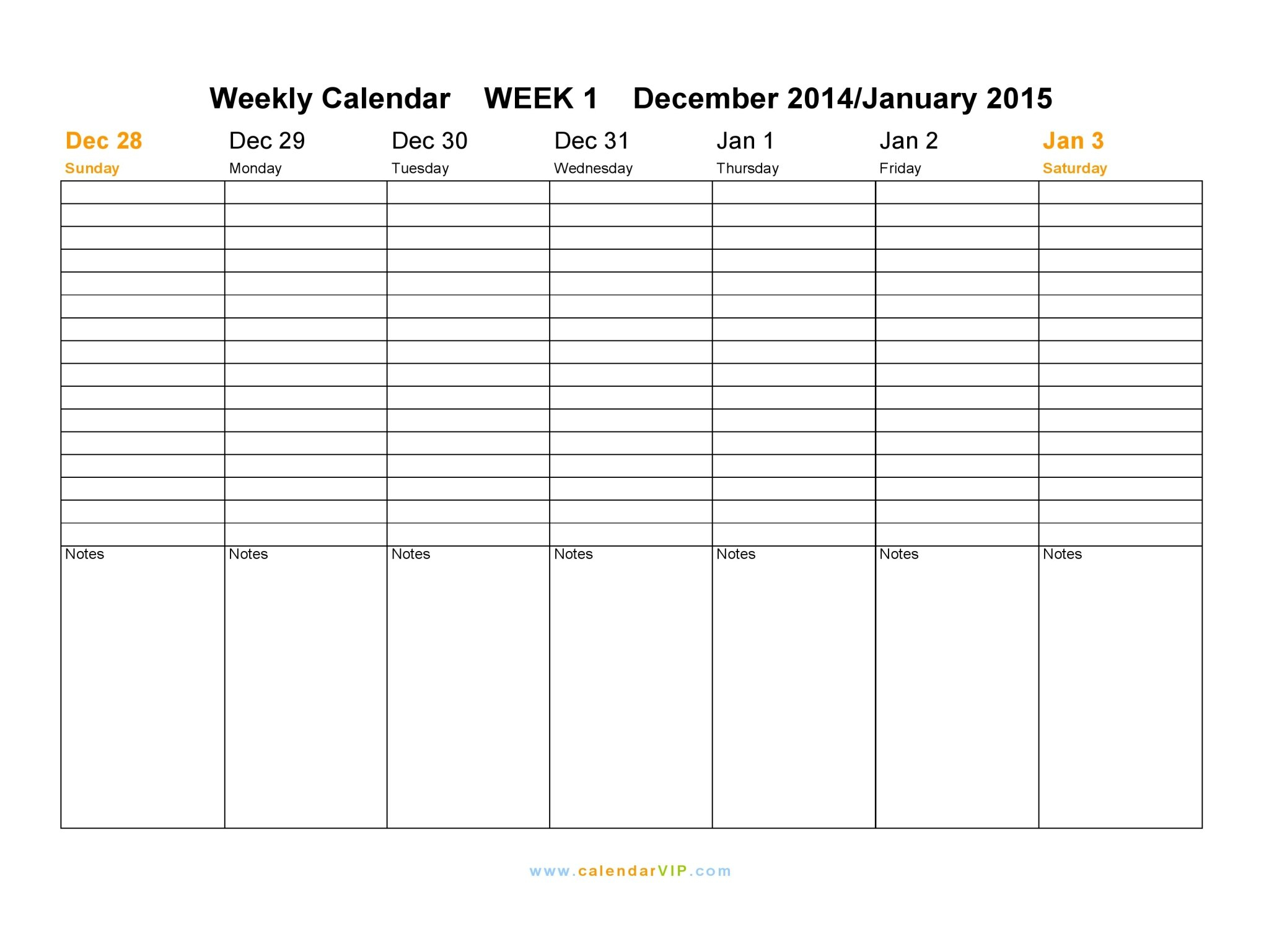 1 Week Blank Calendar Printable :Free Calendar Template regarding One Week Calendar Template