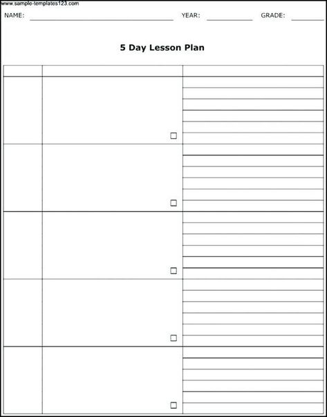 20 5 Day Lesson Plan Template In 2020 | Weekly Calendar within Blank 5 Week Calendar