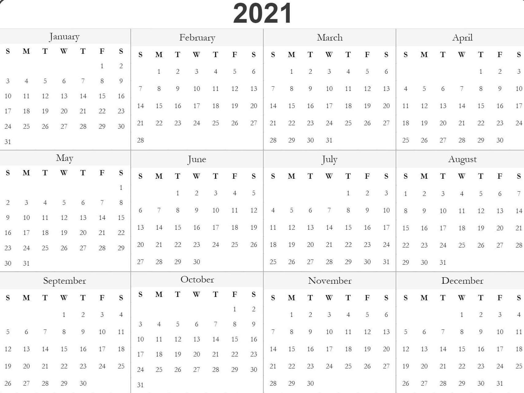 2021 Calendar Template Pdf, Word, Excel Free Download pertaining to 2021 Monthly Calendar Printable Pdf