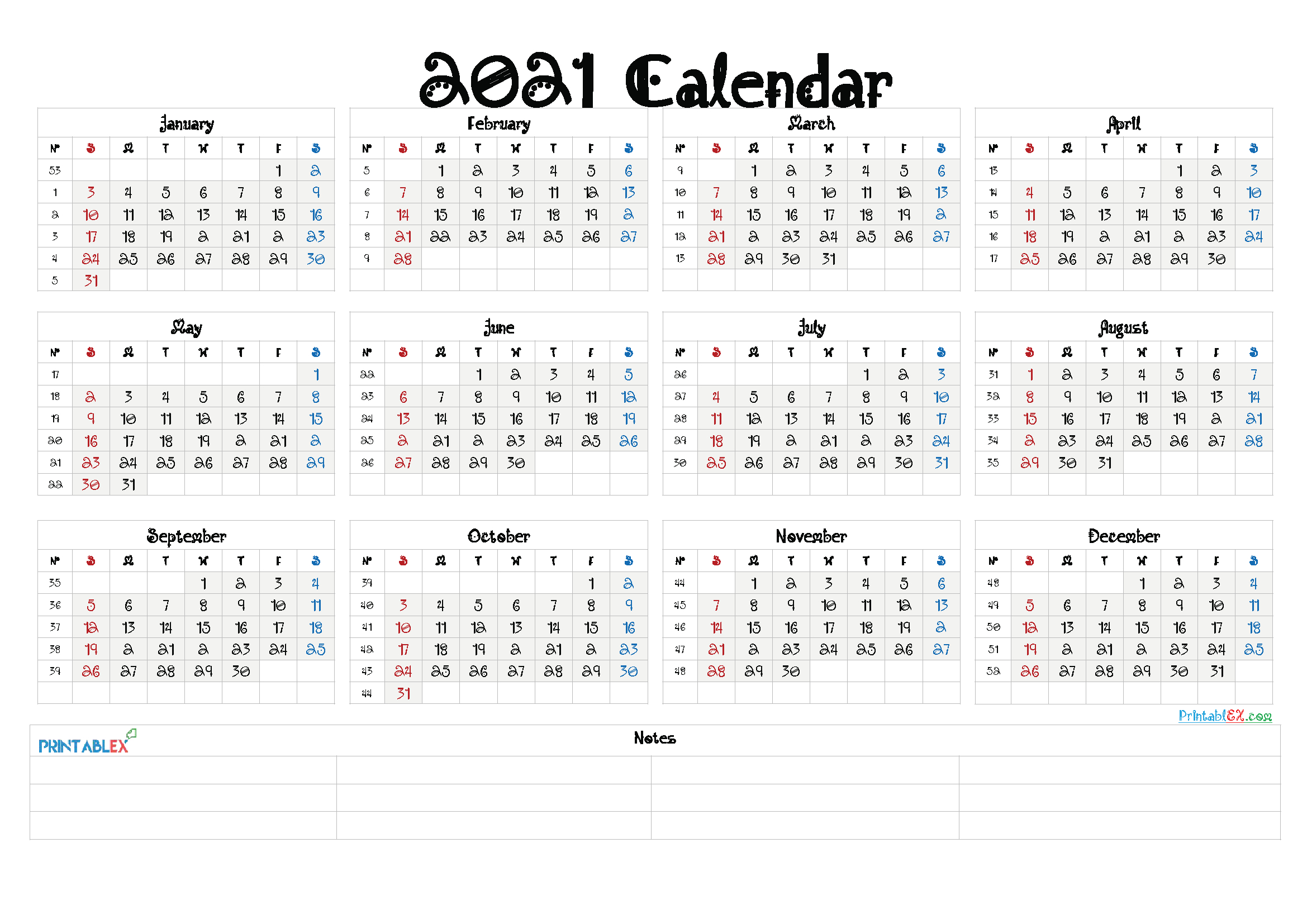 2021 Calendar Template Pdf, Word, Excel Free Download throughout 2021 Calendar In Excel Free