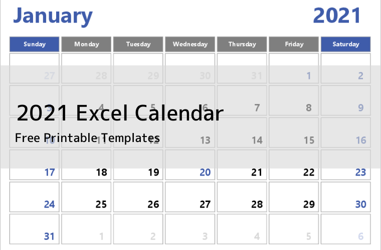 2021 Excel Calendar | Free Printable Templates in 2021 Calendar In Excel Free