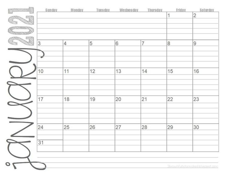 2021 Lined Monthly Calendars 8.5X11 Landscape Jan Dec inside Printable Lined Monthly Calendar Pdf 2021