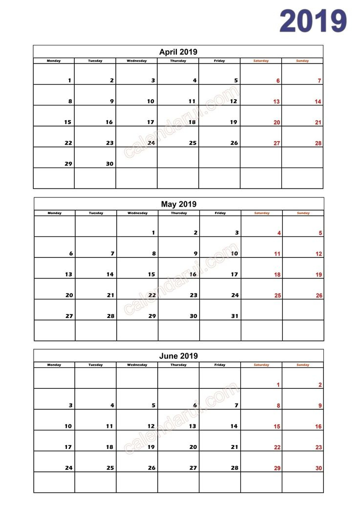 2021 Printable Three Month Calendar | Quarterly Calendar, Free Calendar Template, Calendar 2019 inside 3 Month Free Printable Calendars 2021