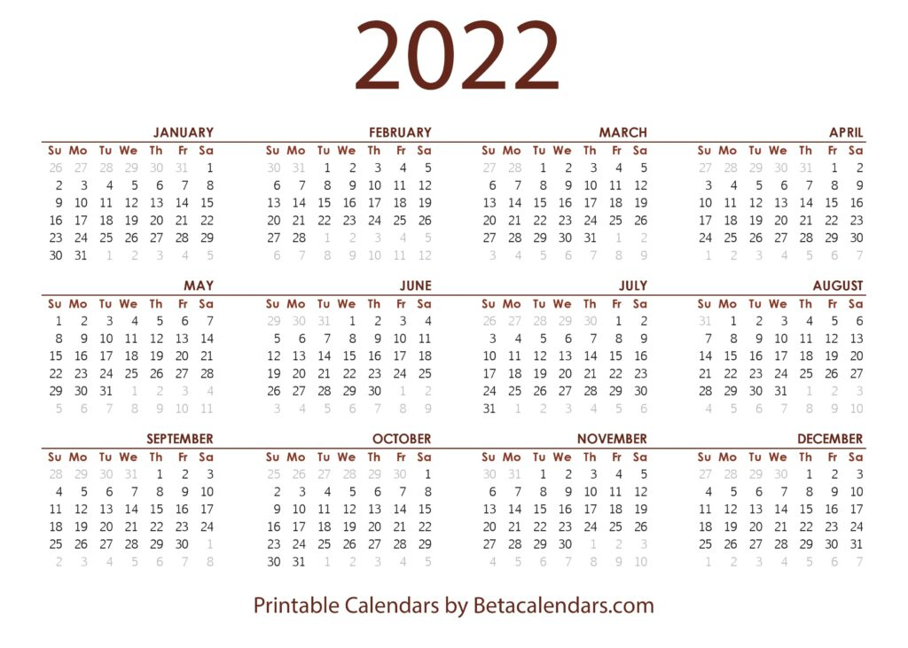 2022 Calendar  Beta Calendars with regard to Printable Calendars By Beta Calendars