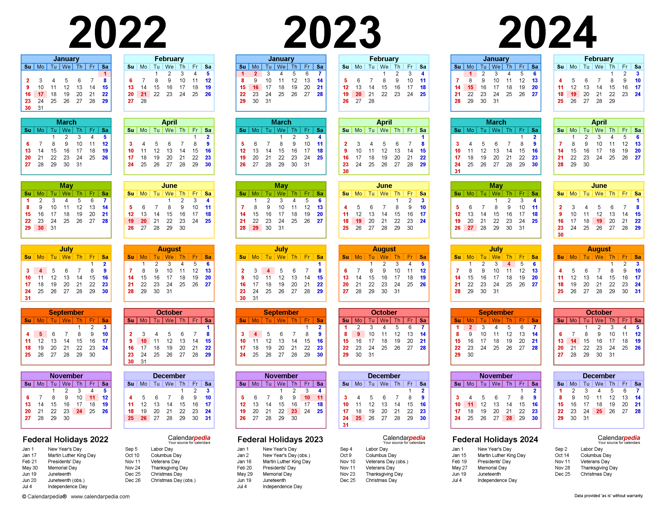 20222024 Three Year Calendar  Free Printable Pdf Templates with Calendarpedia 2021 Printable Free Us Calendar Landscape