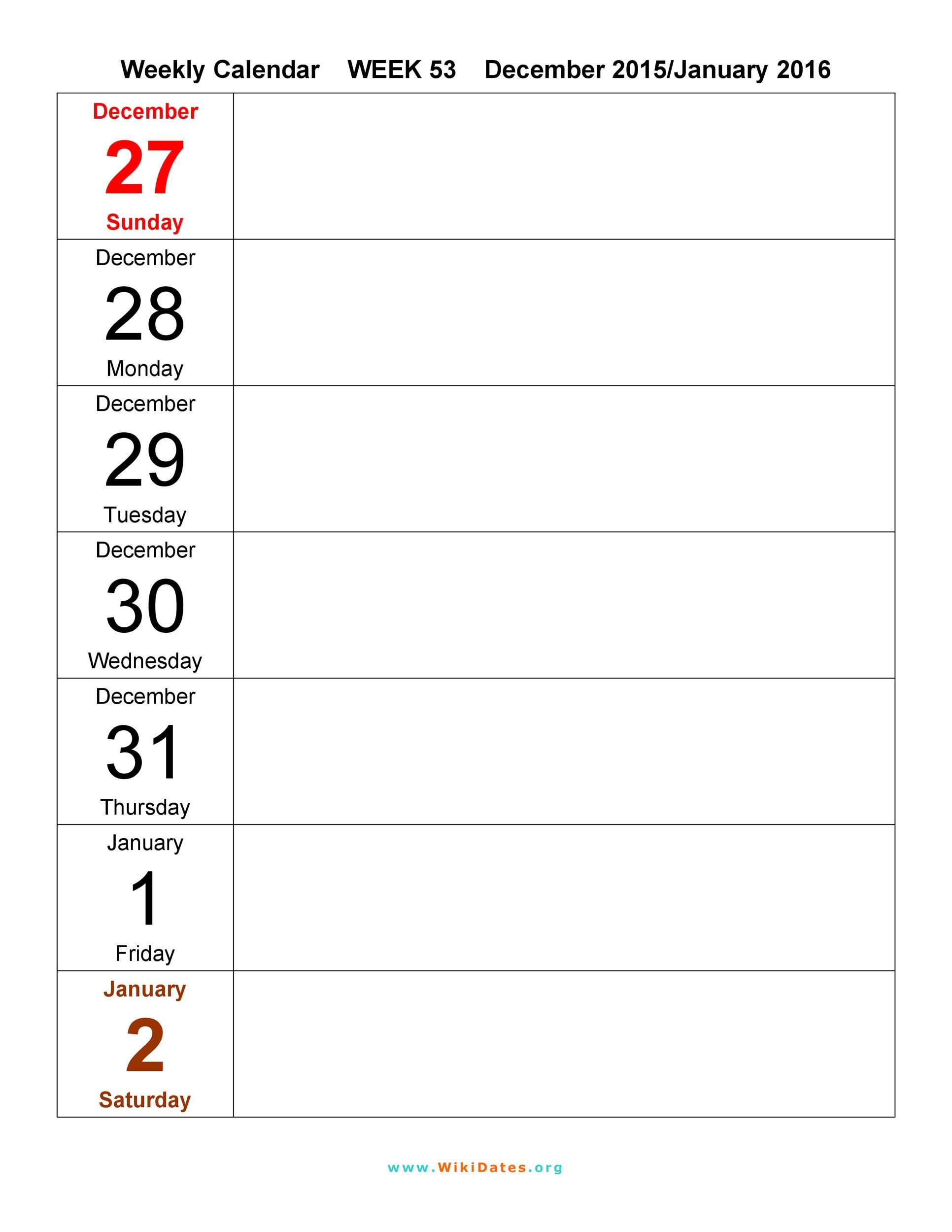26 Blank Weekly Calendar Templates [Pdf, Excel, Word for One Week Blank Calendar