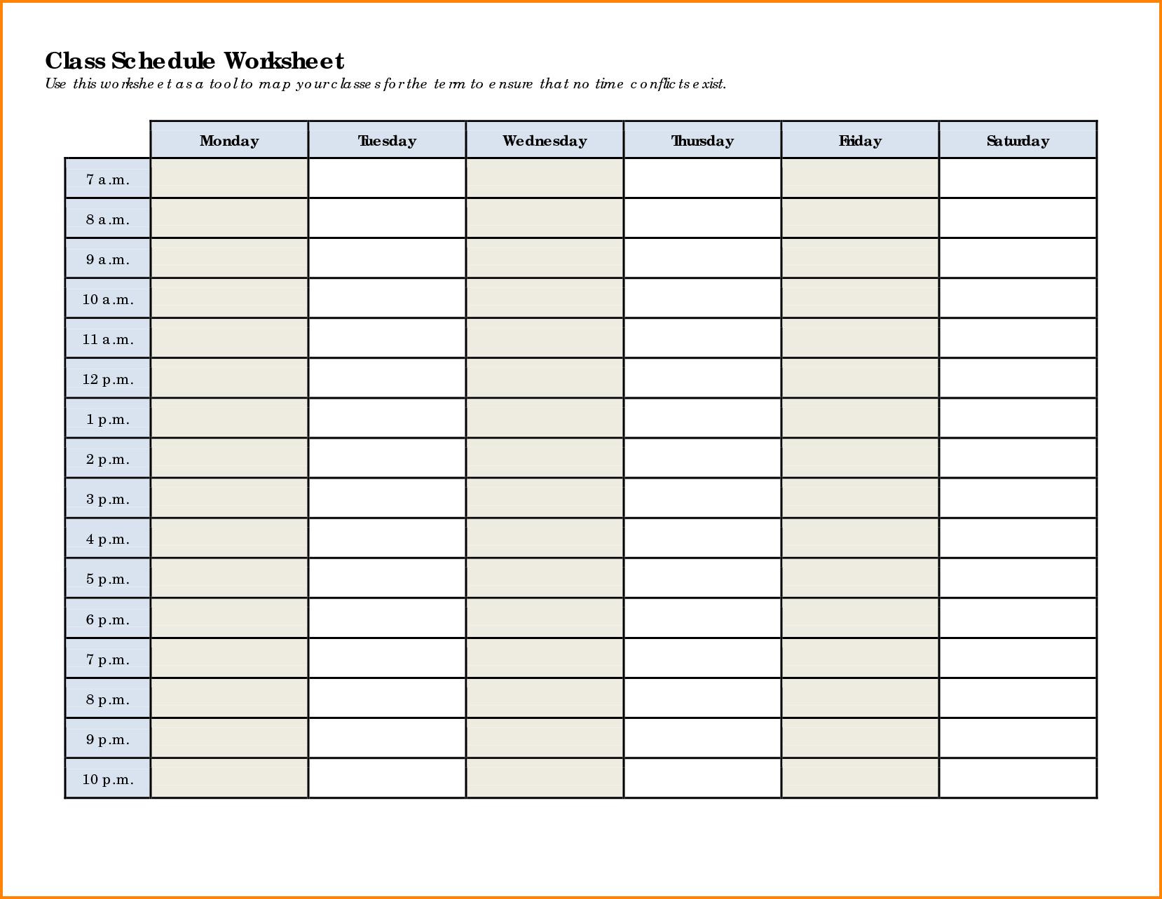 26 Create Hourly Class Schedule Template For Ms Word By within Hourly Calendar Template