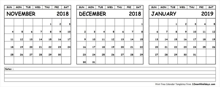 3 Month Calendar November December January In 2020 throughout November December And January Calendar