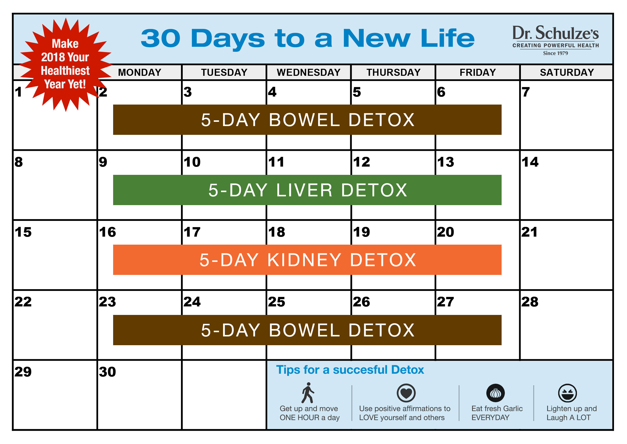 30Day Detox  Herbdoc regarding Thirty Day Calendar