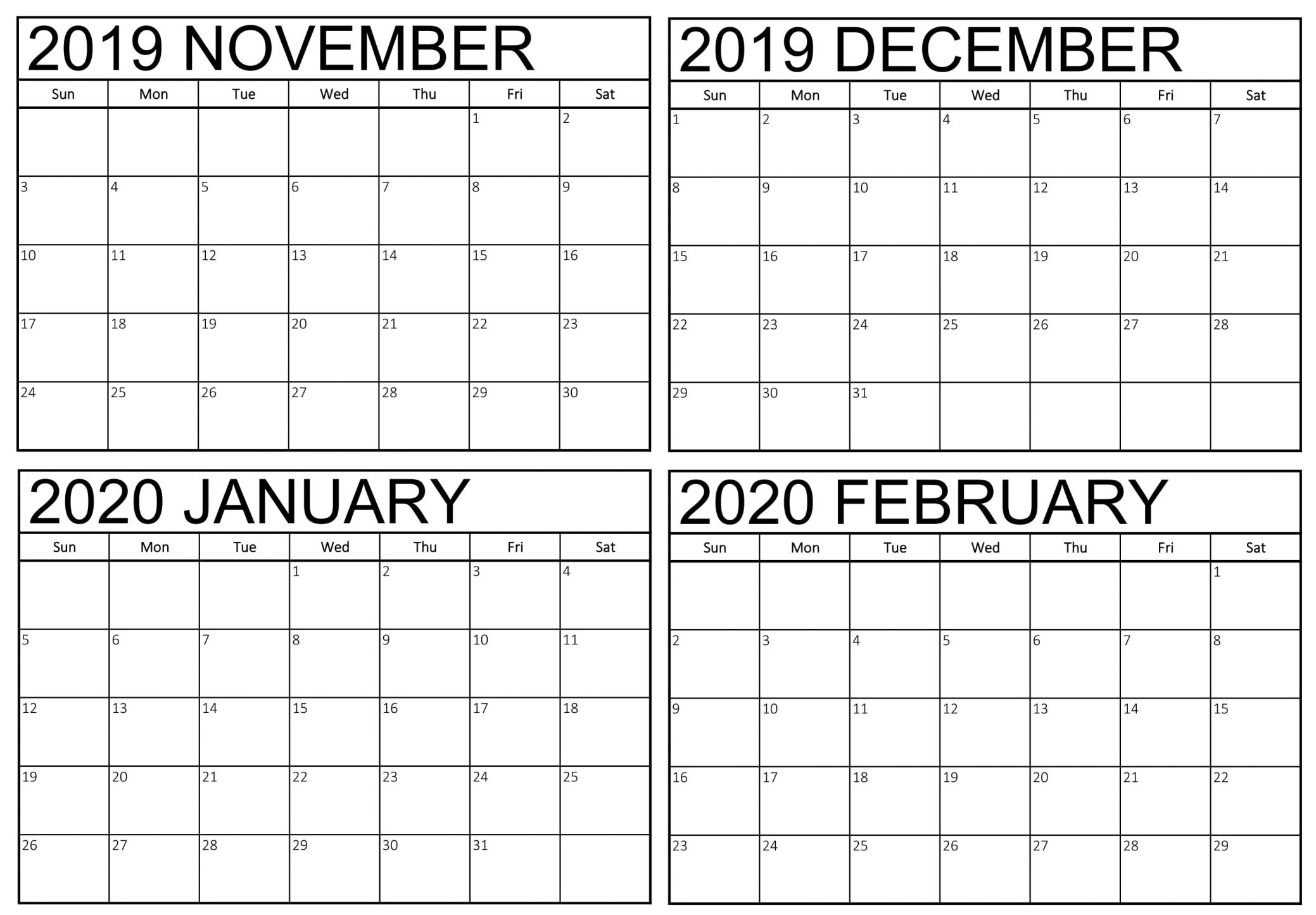 4 Month Calendar Template 2020 | Example Calendar Printable within Four Month Calendar Template