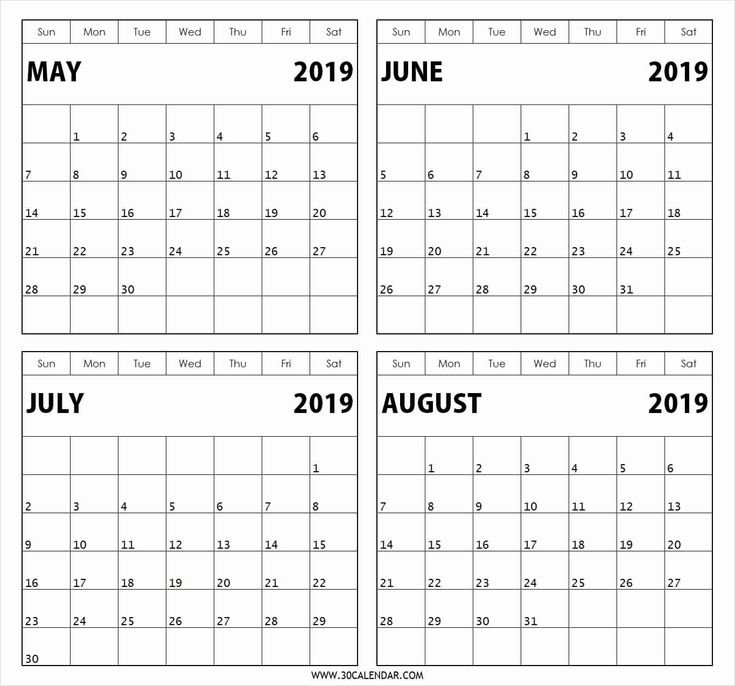 4 Month Free Calendar Template | Calendar Printables with Four Month Calendar Template