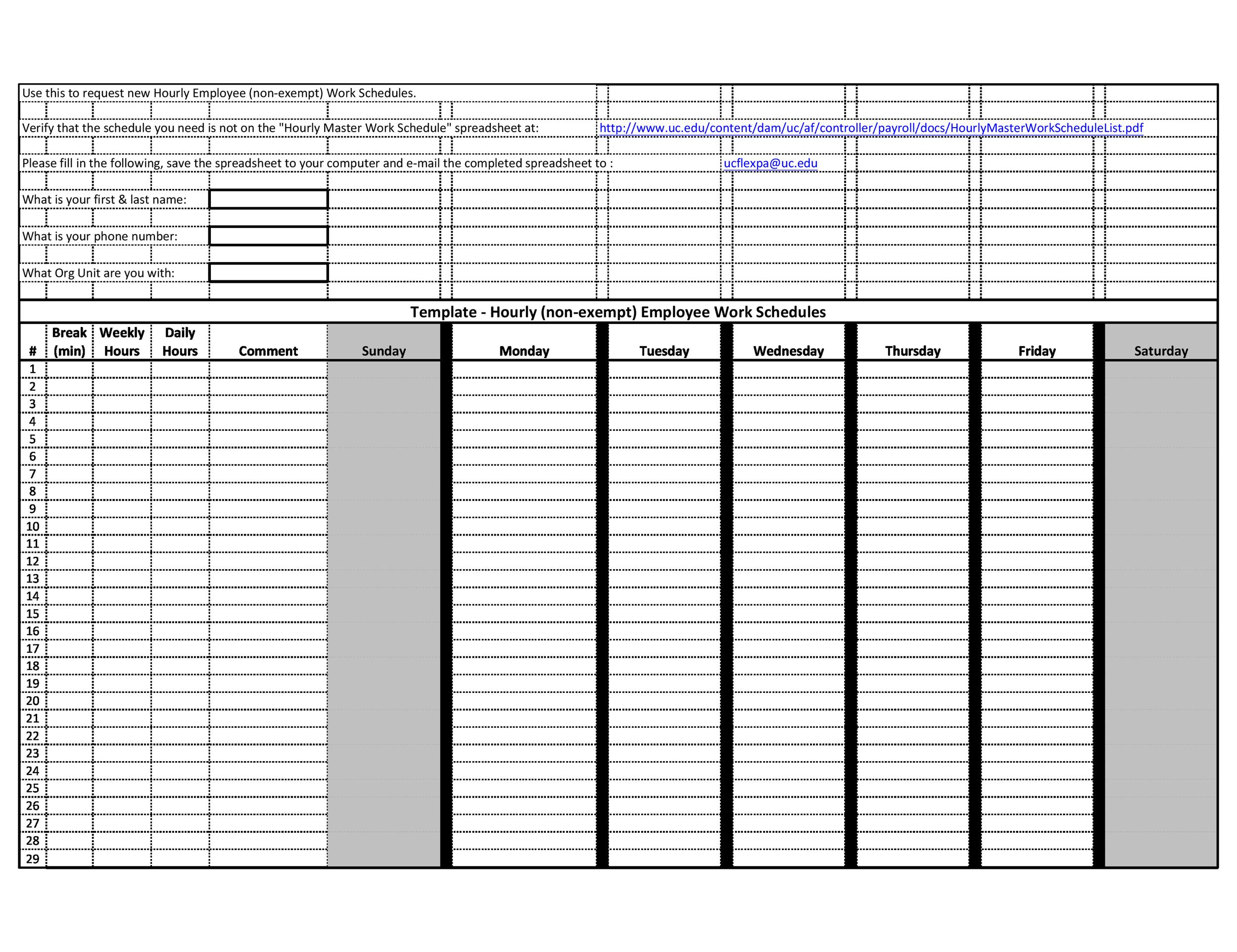 43 Effective Hourly Schedule Templates (Excel &amp; Ms Word) ᐅ with regard to Hourly Calendar Template