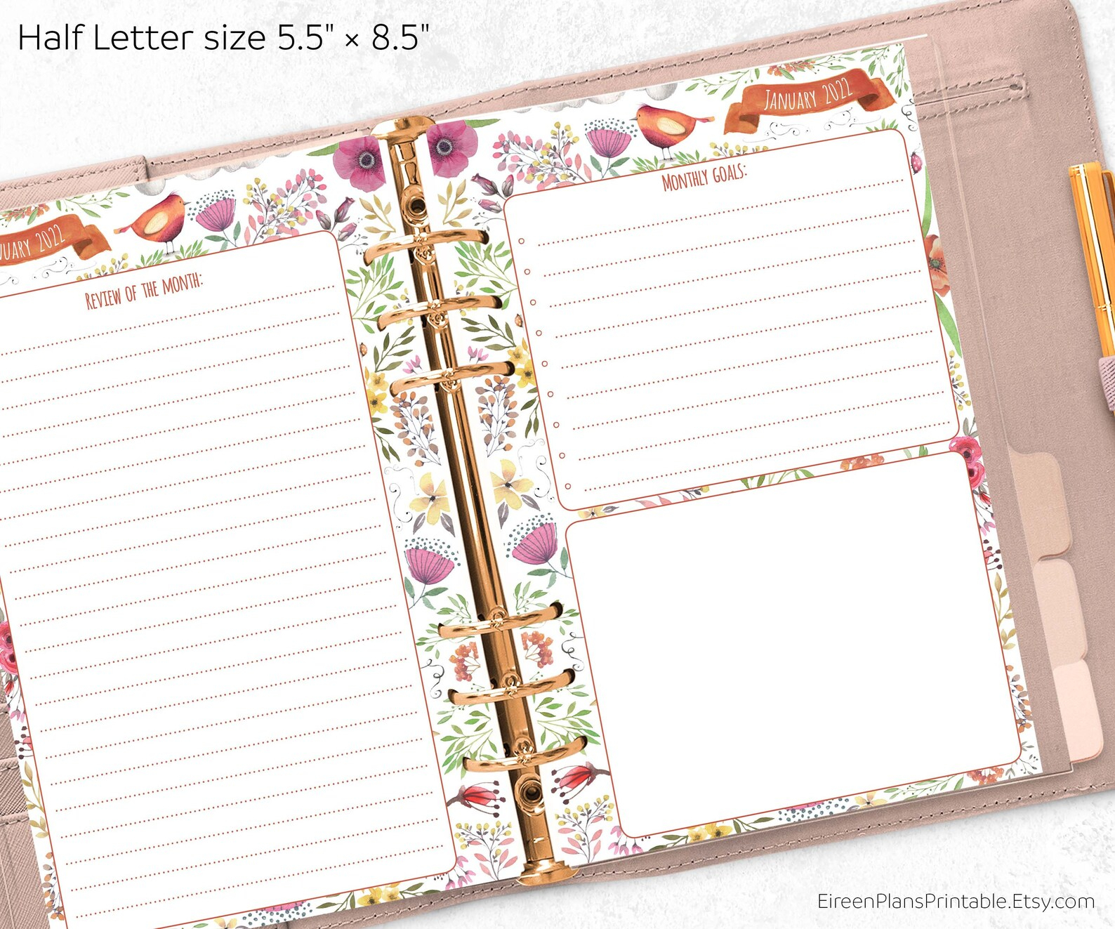 5.5 X 8.5 2022 Monthly Planner Printable Refill Calendar within 5.5 X 8.5 Calendar Printable