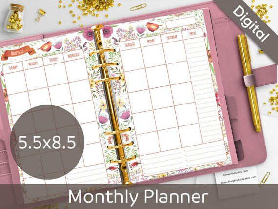 5.5 X 8.5 Undated Monthly Planner Printable Refill with regard to 5.5 X 8.5 Calendar Printable