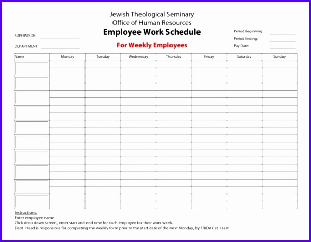 6 Excel Schedule Template Weekly  Excel Templates intended for Blank Employee Schedule Template