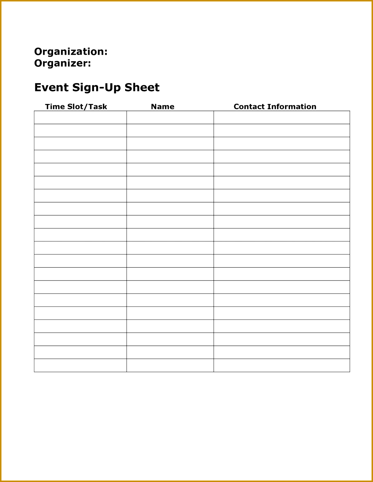 6 Sign Up Sheet With Time Slots Template | Fabtemplatez with regard to Appointment Time Slots Template