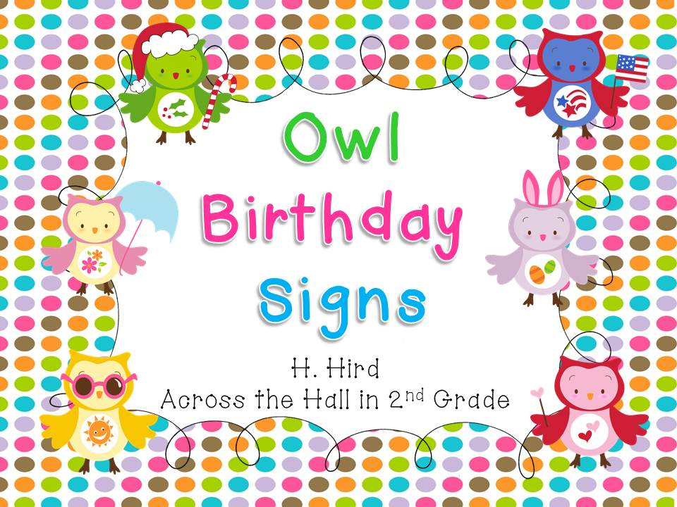 Across The Hall In 2Nd: Owl Birthday Display Freebie throughout Owl Birthday Chart