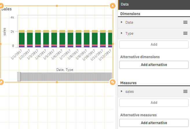 Add 2 Dimensions And 2 Measures In Bar Chart  Qli inside Qlik Sense Data Picker Add Date Field