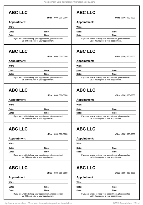 Appointment Cards Template | Free Template Editable In with regard to Appointment Time Slots Template