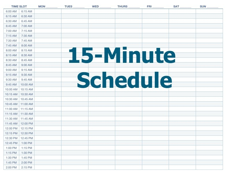 Appointment Schedule Template 15 Minute Increments throughout 30 Minute Increment Calendar