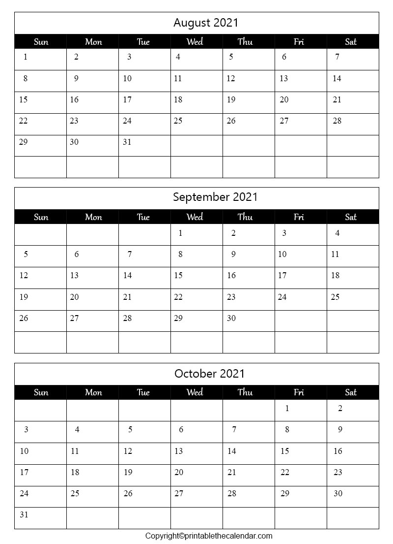 August September October 2021 Calendar Pdf | Printable The regarding 3 Month Calendar 2021 Printable