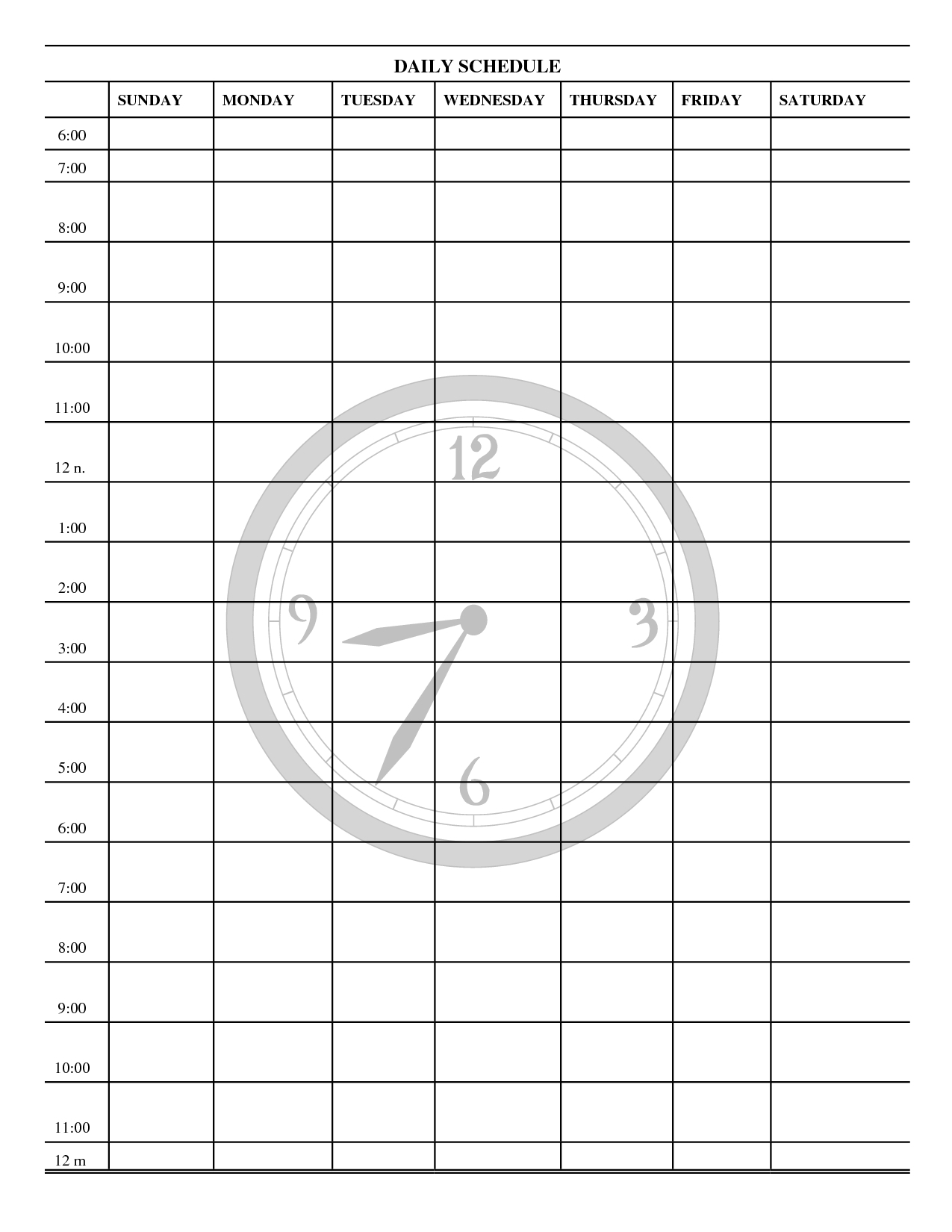 Blank 7 Day Schedule :Free Calendar Template intended for 7 Day Calendar Printable