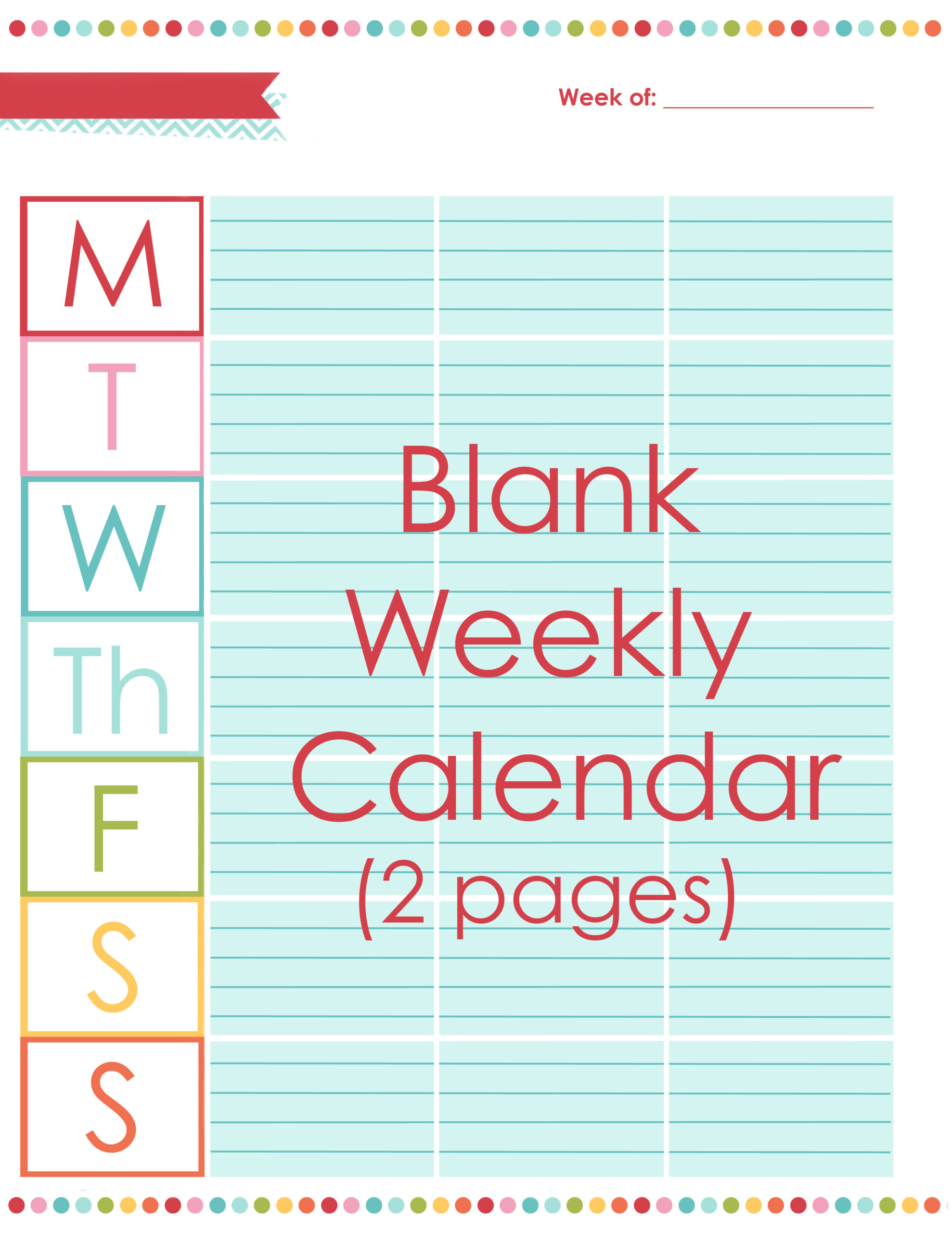 Blank Weekly Calendar regarding Printable Weekly Calendar With Times