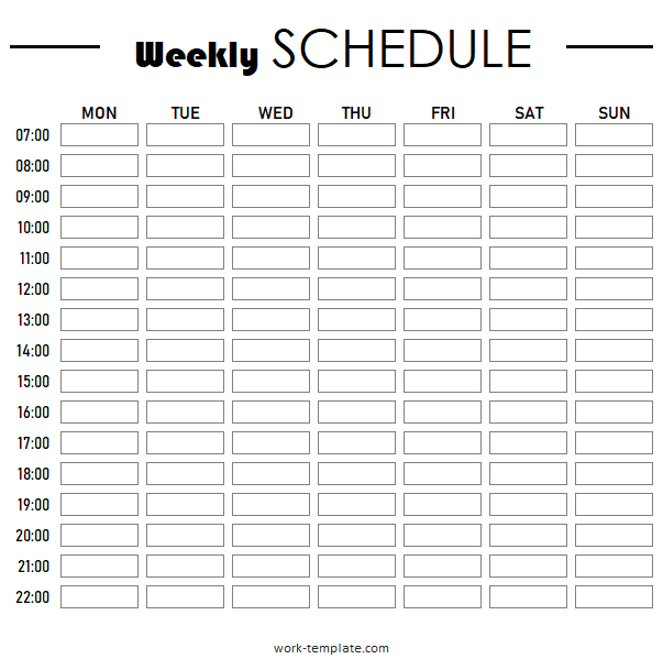 Blank Weekly Schedule Template With Hours From Monday To with regard to Blank Schedule With Hourly Counter
