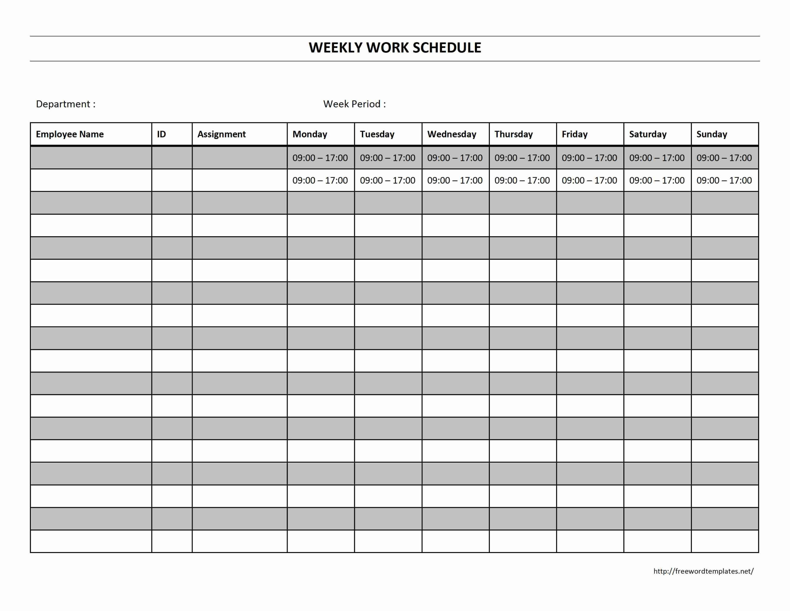 Blank+Weekly+Work+Schedule+Template | Schedule Templates in Blank Employee Schedule