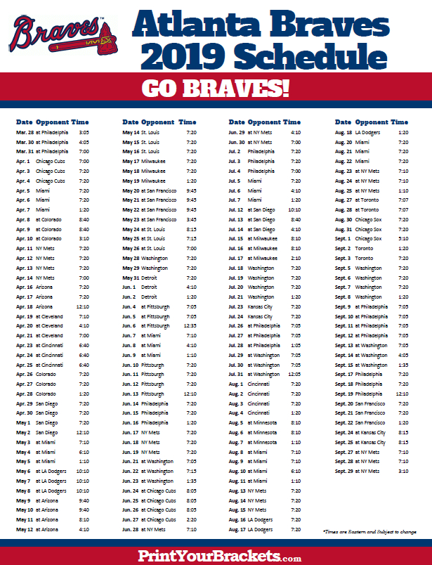 Braves Printable Schedule  Freeprintabletm | Freeprintabletm pertaining to Atlanta Braves 2021 Schedule Printable