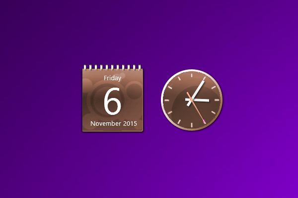 Brown Calendar And Clock Windows 10 Gadget  Win10Gadgets regarding Calendar Desktop Widget