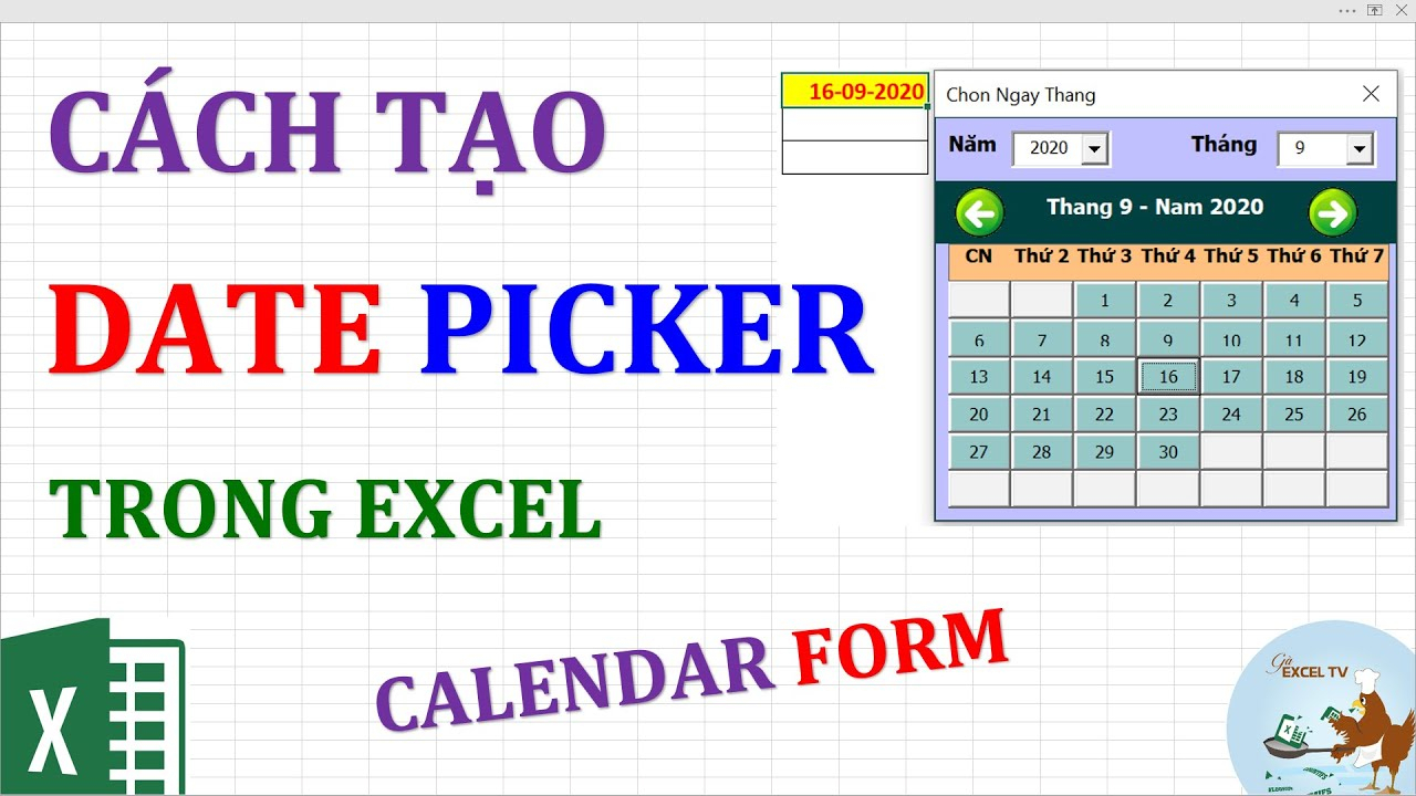 Cách Tạo Date Picker Trong Excel (Calendar Form)  Youtube pertaining to Excel Insert Calendar Date Picker