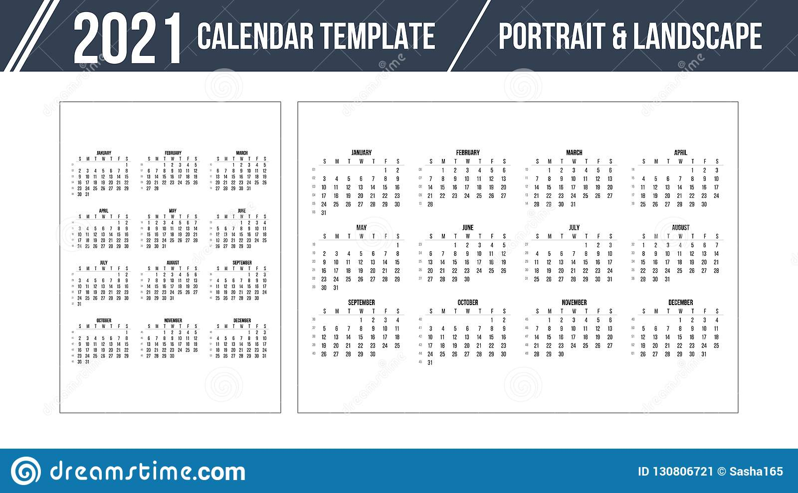 Calendar Grid For 2021 Year On White Background. Portrait for Calendars Printable 2021 Free With Grid Lines