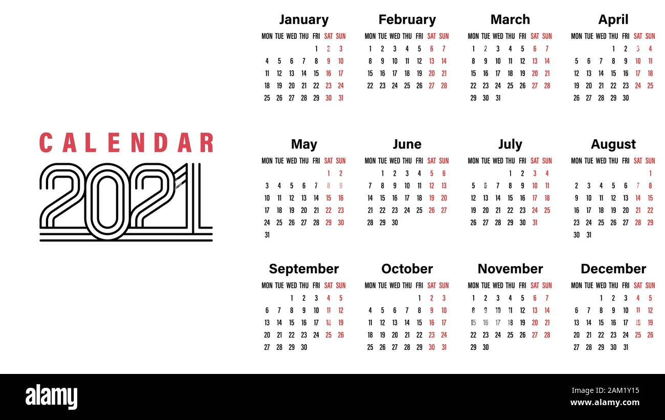 Calendario 2021 Fotos E Imágenes De Stock  Alamy regarding Calendario Del 2021 Con Semanas