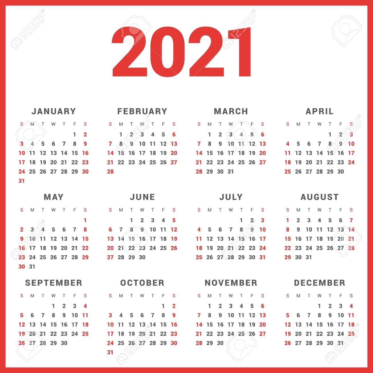 Calendario Para 2021 Años En El Fondo Blanco. La Semana inside Calendario Del 2021 Con Semanas