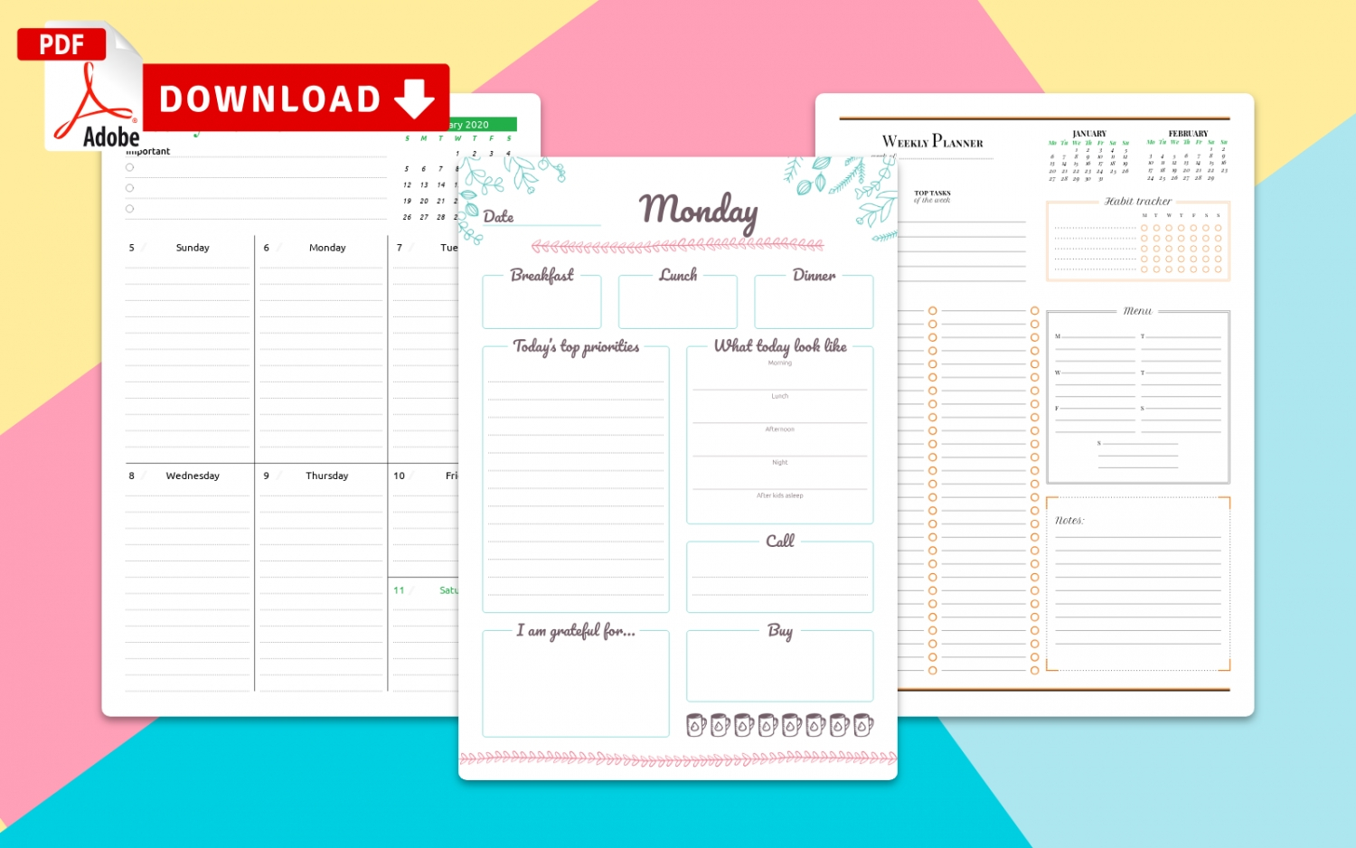 Colorful Weekly Calendar Printable | Calendar Template 2020 pertaining to Printable Weekly Calendar With Times