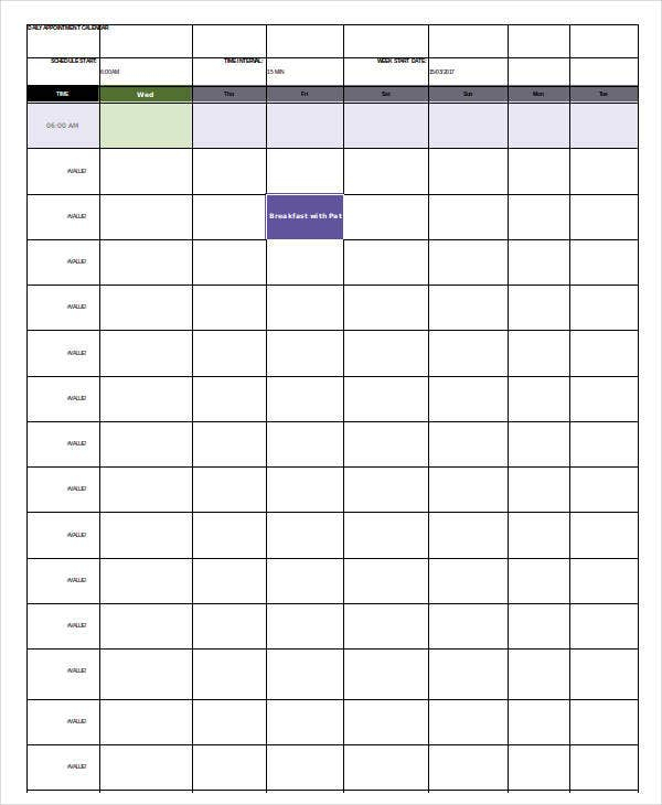 Daily Calendar Template  4+ Free Word, Pdf Documents with regard to Printable Appointment Calendar