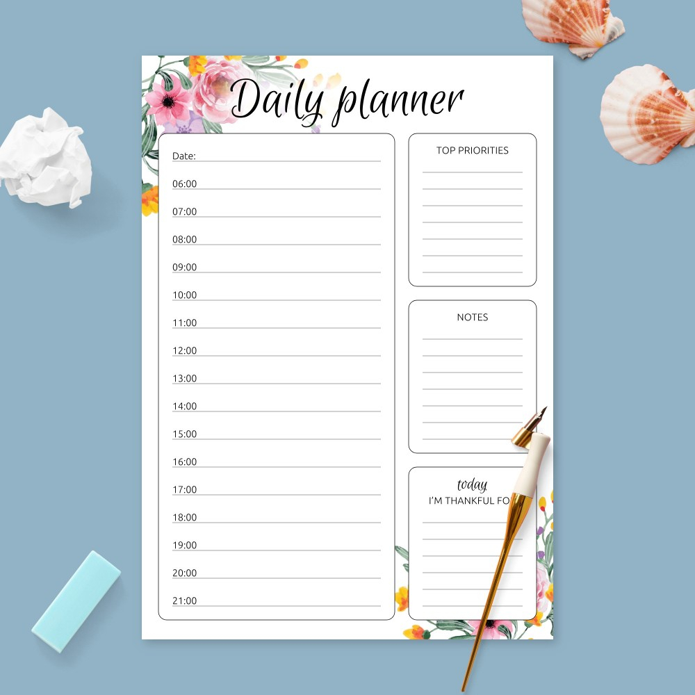 Daily Hourly Planner Templates  Download Pdf with Weekly Hourly Planner Printable Pdf
