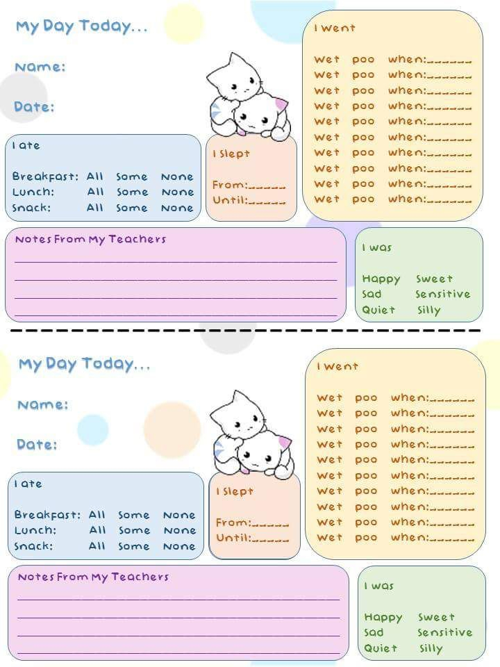 Daily Toddler Report For Daycarebabysitting. Feel Free To pertaining to Daycare Daily Report Sheets