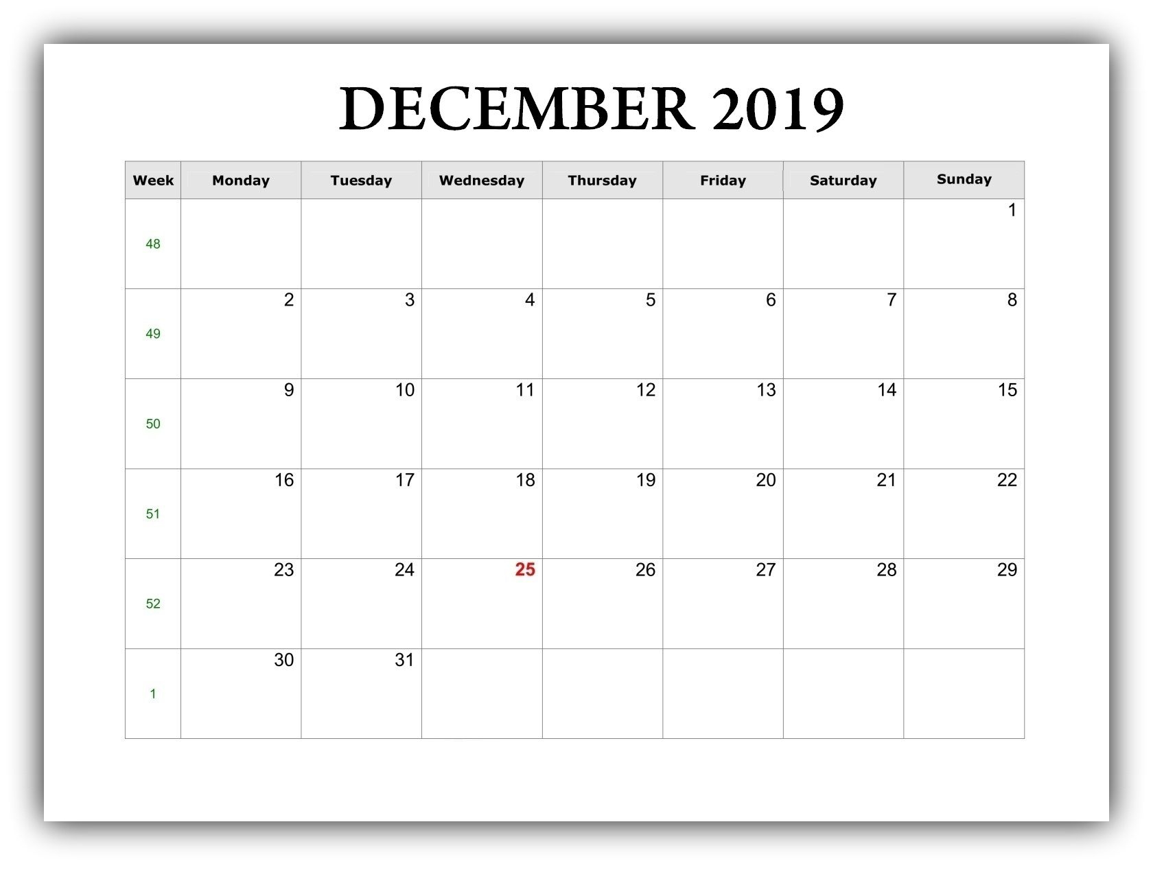 December 2019 Blank Calendar Page | Blank Calendar Pages regarding December Win Calendar