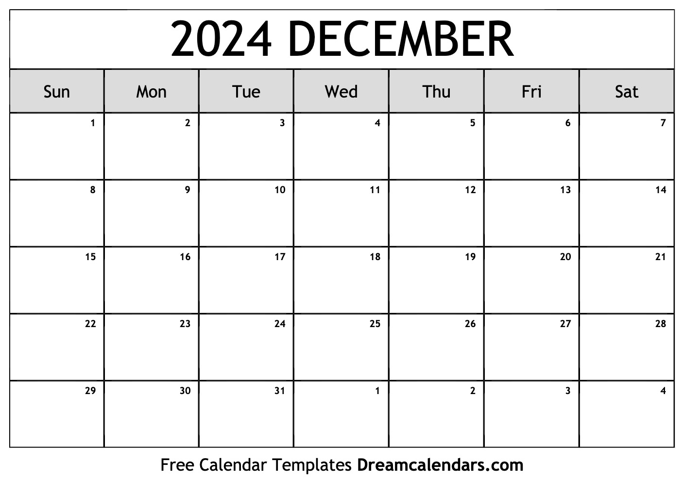 December 2024 Calendar | Free Blank Printable Templates with December Win Calendar
