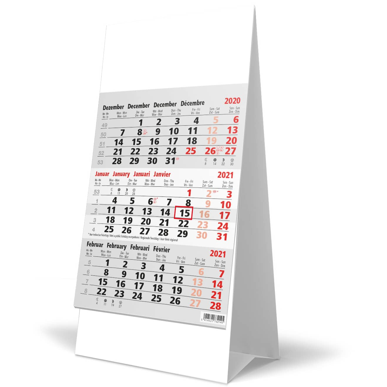 Desk Calendar 3 Months Grey 2021  Calendars365.Shop within 3 Month Calendar 2021