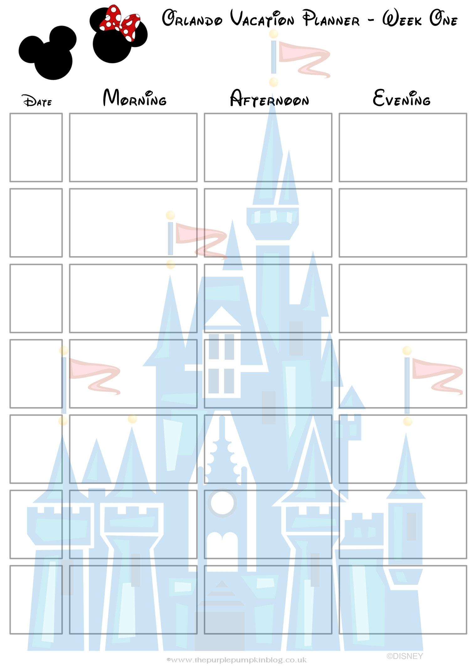 Disney Week Blank Itinerary | Calendar Template Printable throughout Disney Itinerary Template